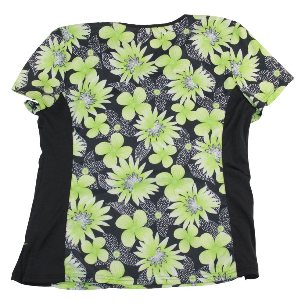 Koi Womens Large Medical EMS Vet Nurse Scrub Top Green Floral Stretch Breathable - Picture 2 of 11
